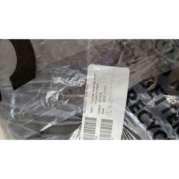 Topman Wide Leg Smart Pants in Black Size 34 L - Picture 7 of 8